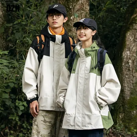 情侣户外冲锋衣男款秋季休闲工装外套潮高级感情侣装2023新款夹克商品大图