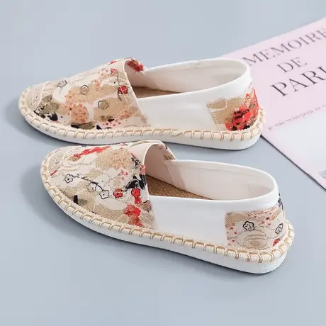 2021夏季新款百搭小白鞋夏季女鞋平底学生浅口懒人布鞋韩版一脚蹬商品大图