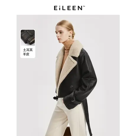 【意大利设计】朗姿土耳其羊皮夹克2023冬新款皮草外套女图片
