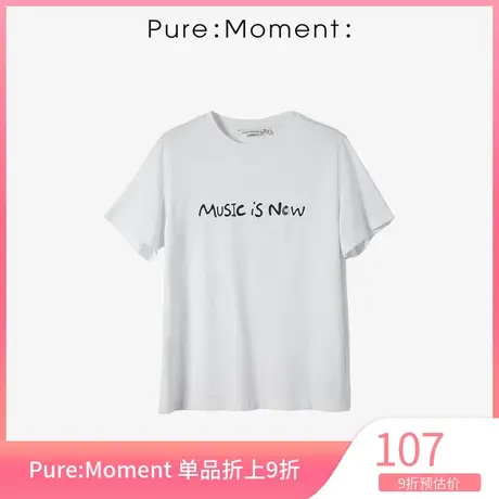 Pure:Moment:t恤年夏季新款纯棉短袖字母上衣女商品大图