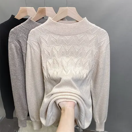 半高领毛衣女打底衫2023秋冬新款套头外穿针织衫内搭厚洋气上衣潮商品大图