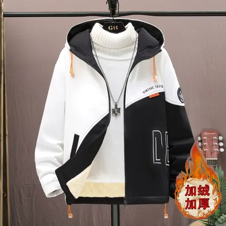 冬季青少年加绒加厚外套男款初高中学生冬装2023新款夹克大童外套图片