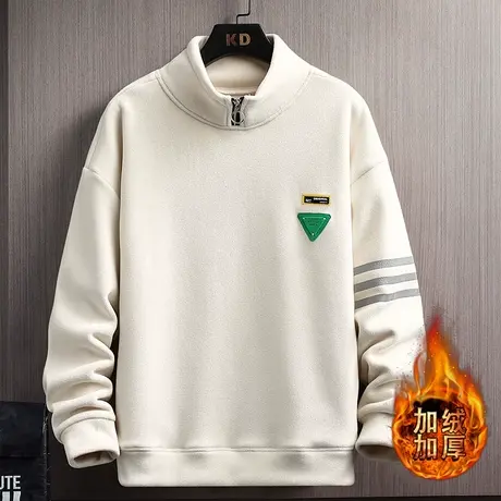 秋冬季加绒卫衣12岁男孩青少年学生13加厚内搭15大童半高领打底衫图片