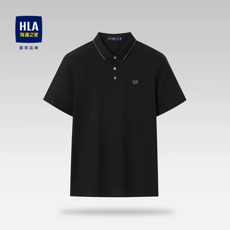 HLA/海澜之家透气短袖Polo衫时尚舒适纯棉刺绣Polo领丝光棉T恤男图片