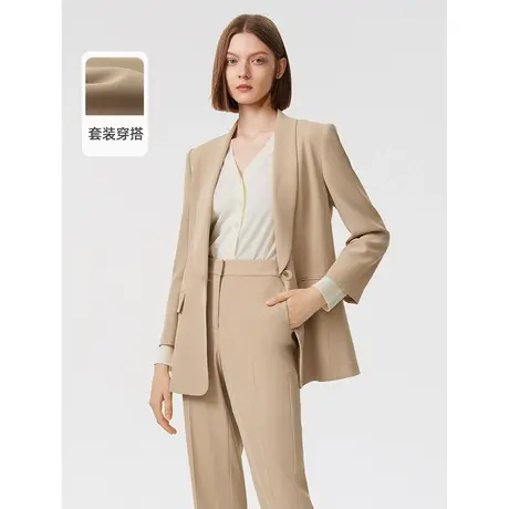 朗姿高级感气质修身职业通勤西装外套2023年春季奥莱法式西服套装图片