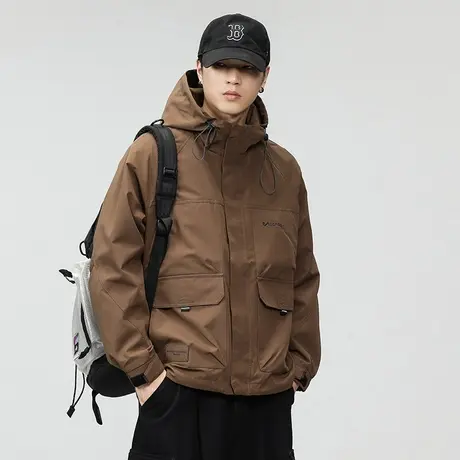 休闲宽松冲锋衣外套秋冬款潮牌外套百搭潮流户外时尚外套休闲男装商品大图