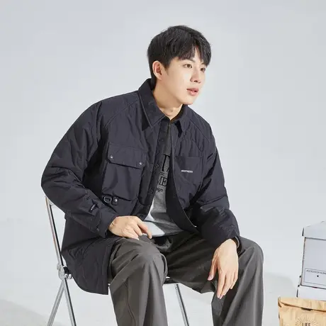 唐狮2023冬季新款翻领轻薄羽绒服男士潮款宽松潮格子外套1.7商品大图