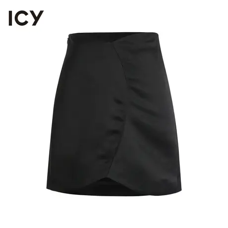 icy女装设计新款时尚个性不对称优雅气质修身短款半身裙女图片