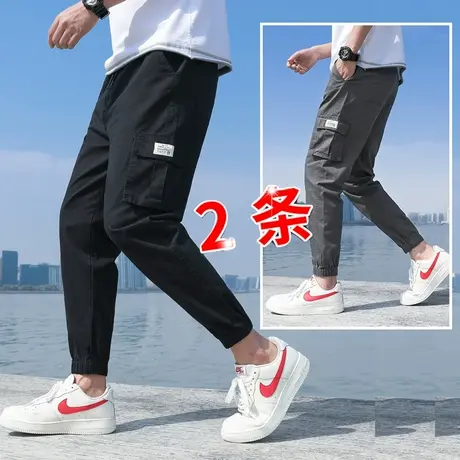 工装裤男秋冬季韩版潮流宽松大码潮牌纯棉春季束脚运动休闲长裤子商品大图