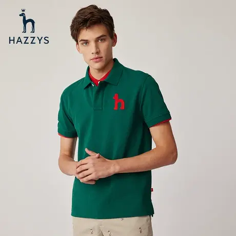 Hazzys哈吉斯夏季新品男士短袖polo衫休闲纯色T恤潮流宽松简约男t图片