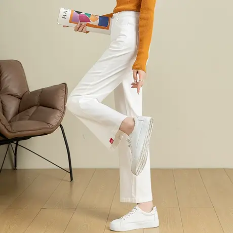 冰丝阔腿牛仔裤女白色裤子天丝女裤夏季薄款2023新款九分裤直筒裤商品大图