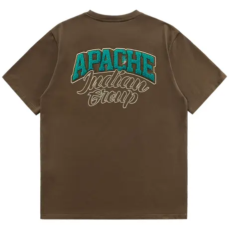 VIP毛巾绣短袖t恤男夏季潮牌ins美式复古上衣设计感小众重磅体恤商品大图