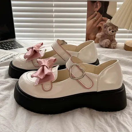 小众日系可爱甜酷lo娘小皮鞋女2023春季新款玛丽珍蝴蝶结jk单鞋潮商品大图