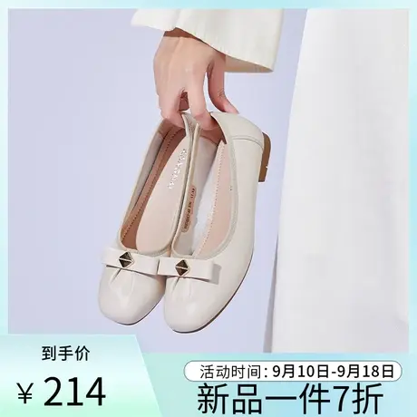 康奈软底妈妈鞋春秋新款真皮时尚休闲皮鞋防滑单鞋蝴蝶结奶奶鞋商品大图