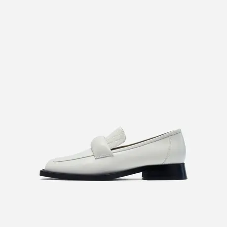 Nine West/玖熙2024年春季新款乐福鞋女中性方头格纹柔软中跟女鞋图片