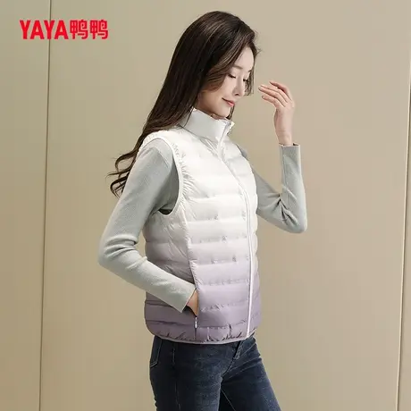 鸭鸭轻薄羽绒服马甲女2023年秋冬新品短款立领韩版休闲马夹C图片