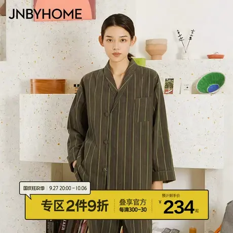 【灯芯绒家居服】JNBYHOME江南布衣全棉细条纹翻领复古睡衣可外穿图片