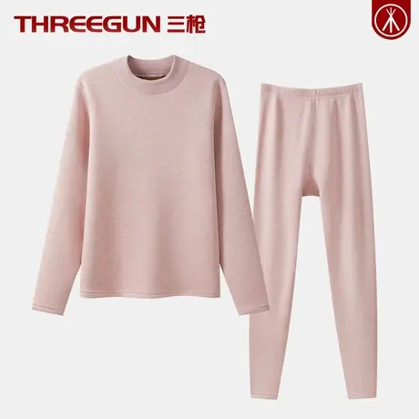 三枪女士羊毛加绒加厚冬季款保暖内衣套装半高领秋衣秋裤青年双层图片