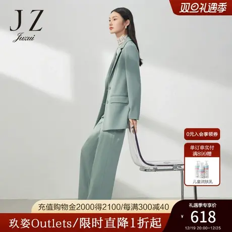 JZ玖姿职业翻领西装女装2023春季新款休闲通勤OL风外套纯色图片