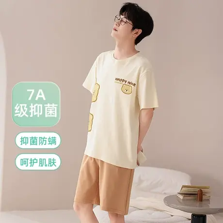 猫人7A抑菌男士睡衣纯棉短袖大码春夏款2024新款家居服套装可外穿图片