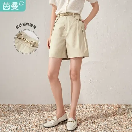 【商场同款】茵曼显瘦通勤短裤女士2023夏季新款宽松休闲a字裤子图片