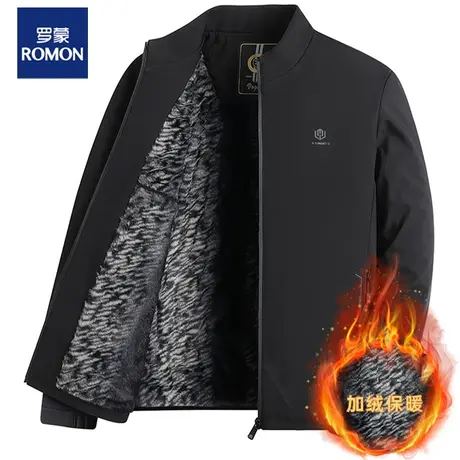 罗蒙爸爸装外套加绒加厚保暖中老年人夹克男士立领2023新款秋冬季图片