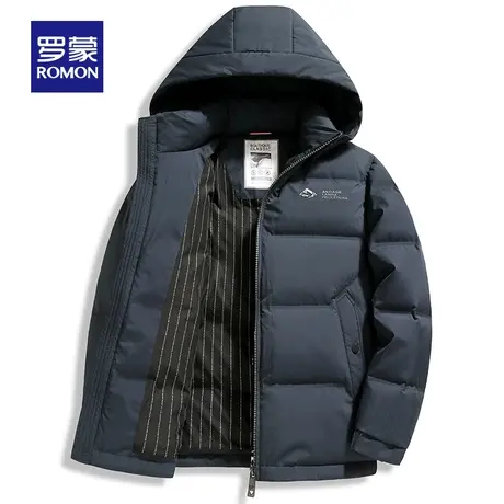 【可拆卸连帽】罗蒙2023新款冬季羽绒服男士短款品牌正品加厚外套图片