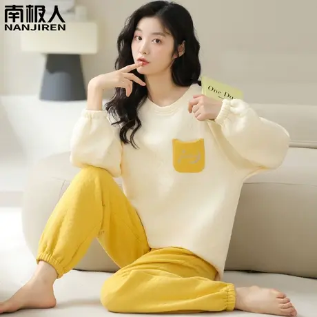 睡衣女款冬季空气棉春秋款加厚女士轻柔套装家居服秋冬款2023新款图片