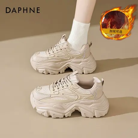达芙妮老爹鞋女款2023秋冬加绒鞋子厚底增高显脚小百搭运动休闲鞋图片