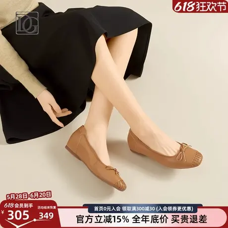 【牛皮】浅口单鞋女平底鞋2025年新款春季舒适真皮妈妈鞋坡跟皮鞋图片