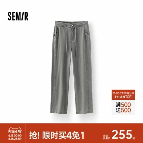 [商场同款]森马休闲裤女做旧弯刀裤潮酷2025夏季新款分割长裤复古商品大图