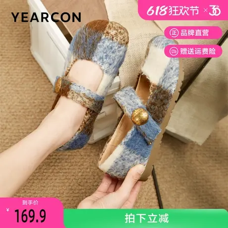 意尔康玛丽珍女鞋2025秋季新款小众设计时尚平底鞋单鞋粗跟鸳鸯鞋商品大图