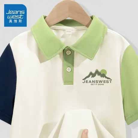 真维斯童装男童夏季短袖t恤男孩凉感速干半袖上衣儿童学生polo衫图片