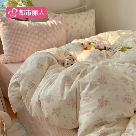 春夏小清新全棉床上四件套纯棉2025新款花卉被套罩床单床品三件套商品大图