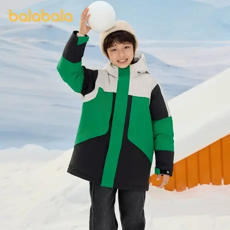 巴拉巴拉童装冬季羽绒服男童中大童保暖时尚外套连帽撞色拼接潮酷商品大图