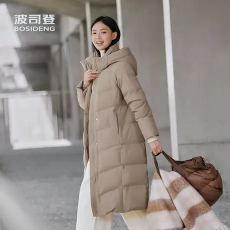 波司登奥莱2025新款羽绒服女经典休闲时尚策略款长款立领连帽加厚商品大图