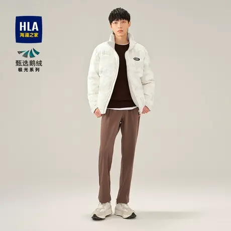 HLA/海澜之家2023极光鹅绒羽绒服立领满身印花小标保暖休闲外套男图片