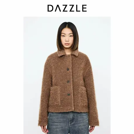 DAZZLE地素奥莱 毛呢外套冬季圈圈毛短大衣商品大图