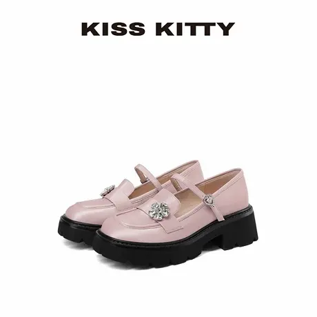【呼呼专享】KISSKITTY粉色乐福鞋英伦厚底增高jk小皮鞋2025年新商品大图