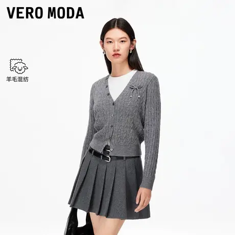 Vero Moda针织衫女2025冬季新款含绵羊毛蝴蝶结开衫上衣325413047商品大图