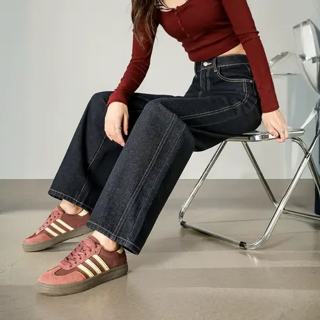 唐狮秋冬季女宽松牛仔长裤明线直筒裤子设计感时尚百搭显瘦tuTA图片