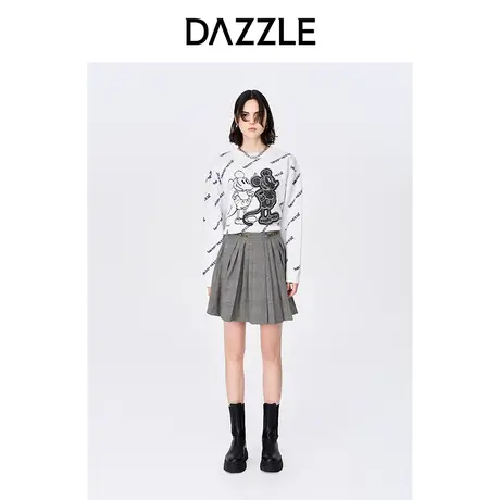 【七七酱专享】DAZZLE地素奥莱 春季绣珠片米奇针织提花套头毛衣图片