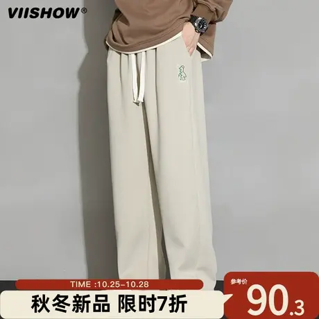 VIISHOW小熊卫裤男士直筒休闲长裤宽松秋冬垂感阔腿裤运动男裤子商品大图