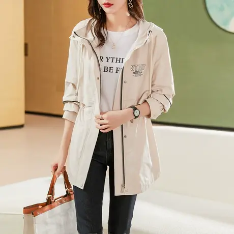 时尚中长款风衣外套春秋季2021年新款韩版气质淑女休闲简约外衣商品大图