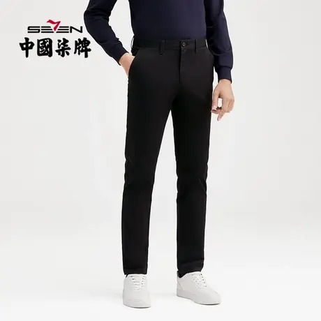 柒牌梭织长裤男2021秋季新款日常简约大方多色绣花保暖直筒男裤子图片