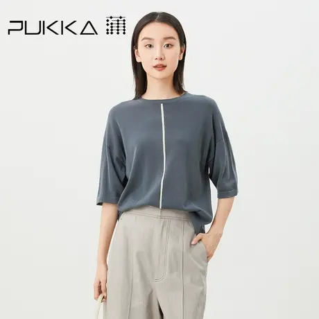蒲PUKKA原创2023春夏经典简约圆领百搭休闲短袖针织衫T恤衫商品大图