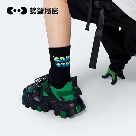 螃蟹秘密袜子男士秋冬防臭吸汗加厚保暖新款潮牌运动长筒中筒袜男商品大图