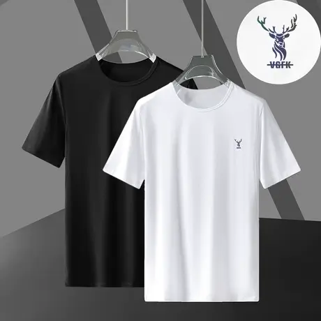 莫代尔冰丝短袖t恤男潮牌潮流修身圆领上衣服夏季冰感半袖体恤衫商品大图