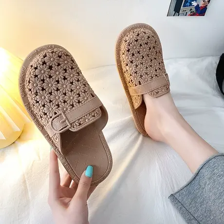 拖鞋女外穿包头室内家居凉拖水晶凉鞋夏老人防滑半拖鞋塑料防水鞋图片