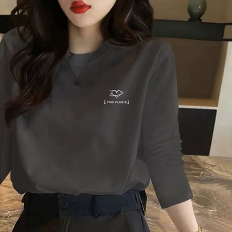 长袖t恤女秋季网红薄款上衣2022年秋装新款宽松罩衫学生秋衣内搭商品大图